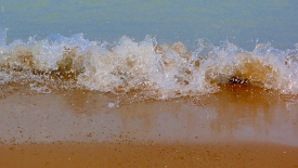 Water dancing on the shore.